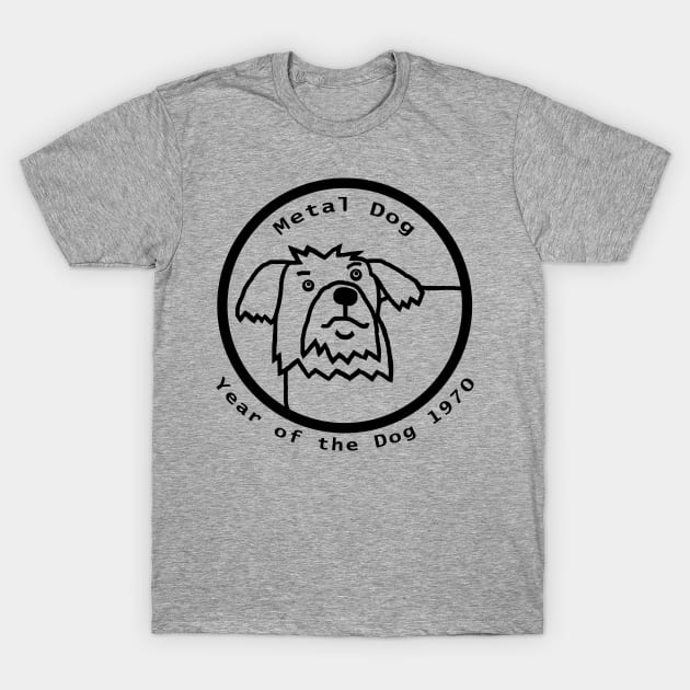 Year of the Metal Dog Vintage 1970 Outline T-Shirt by ellenhenryart